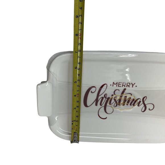 Grace Pantry Elegant Porcelain Christmas Baking Dish w/ Lid Poinsettia Design - Picture 6 of 9